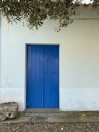 Closed door of building