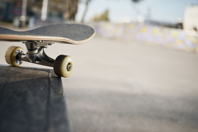 Close-up of skateboard