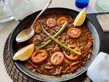 Delicious vegetarian paella in spain