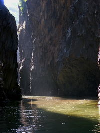 Scenic view of rock formation in water