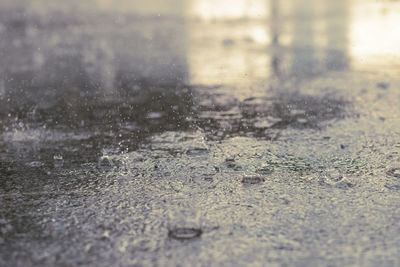 Close-up of wet window during rainy season