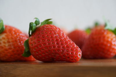 Close-up of strawberries on table