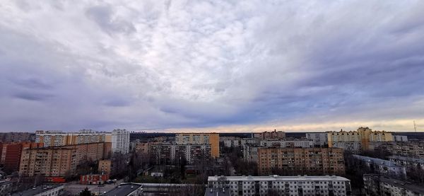 High angle view of buildings in city