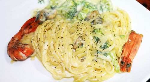 High angle view of meal served in plate