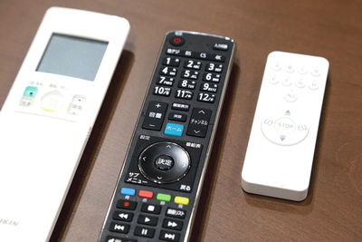 High angle view of computer keyboard on table