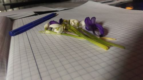 Multi colored objects on table