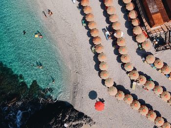 High angle view of sand on beach