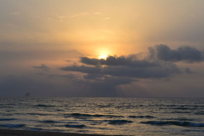 Scenic view of sea at sunset