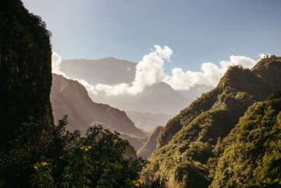 Panoramic view of mountains against sky