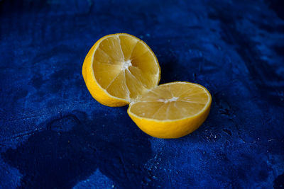 High angle view of lemon on table