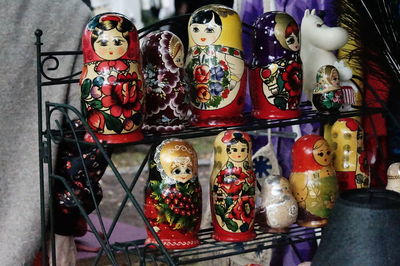 Close-up of toys for sale in store