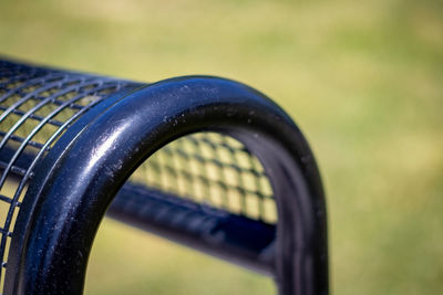 Close-up of wet blue metal