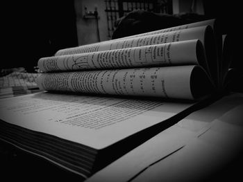 Close-up of open book on table