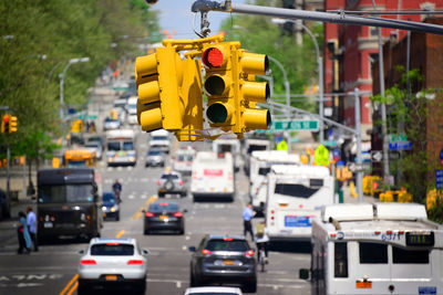 New york traffic lights in selective focus