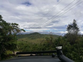 Road by trees against sky