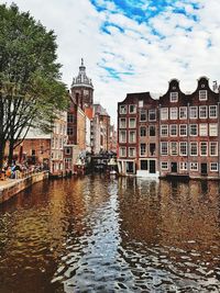 Canal passing through city buildings