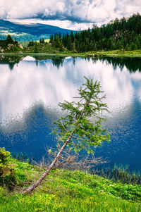 Scenic view of lake against sky