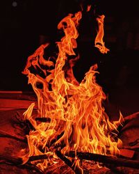 Close-up of bonfire at night