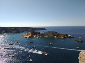 Scenic view of sea against clear sky