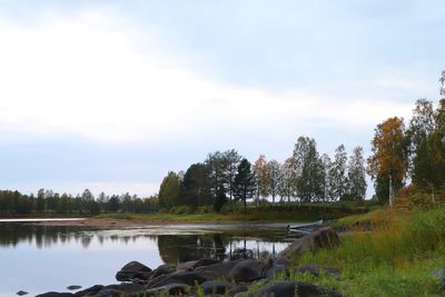 Scenic view of lake against sky