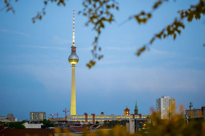 Berlin skyline during evening with fernsehturm berlin tv tower.