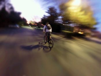 Blurred motion of car on road