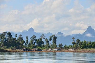 Scenic view of lake against sky