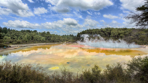 Scenic view of champagne pool against sky