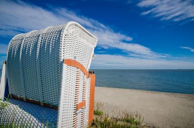 Scenic view of sea against blue sky