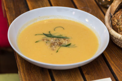 Close-up of soup in bowl