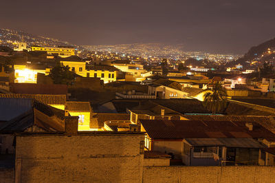 Illuminated cityscape at night