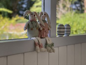 Stuffed mice on a shelf 