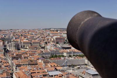 High angle view of townscape against sky