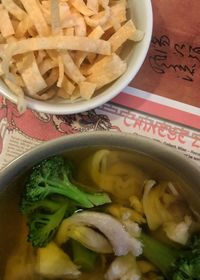 Close-up of soup in bowl on table