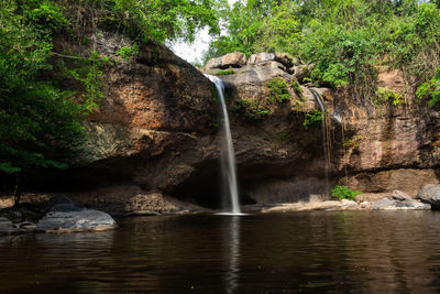 Scenic view of waterfall in forest