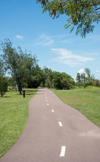 Road amidst trees against sky