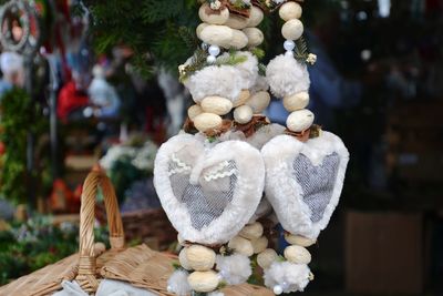 Close-up of white flowers for sale in market