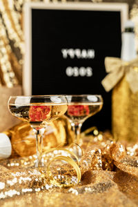 Close-up of wine glass on table