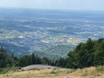 Aerial view of townscape against sky