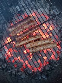 High angle view of barbecue grill