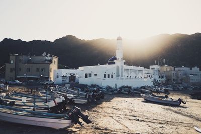 View of built structures against sky