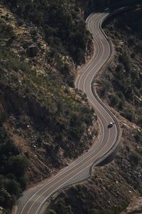 High angle view of winding road on mountain