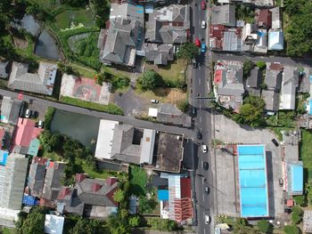 High angle view of buildings in city