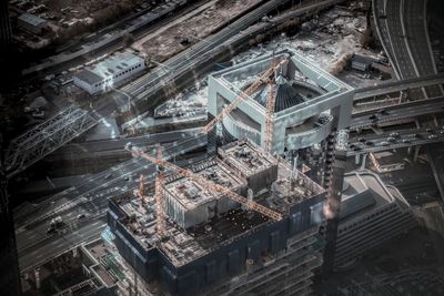 High angle view of construction site in city