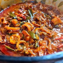 High angle view of food served in bowl