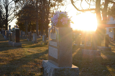 View of cross at cemetery