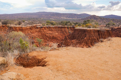 Scenic view of ol jogi canyons in nanyuki, kenya