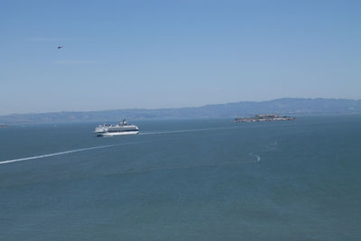 Boat sailing in sea