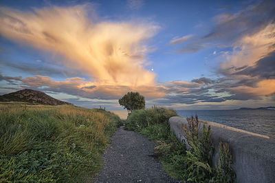 Scenic view of landscape against cloudy sky