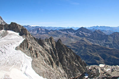 Scenic view of mountains against clear sky